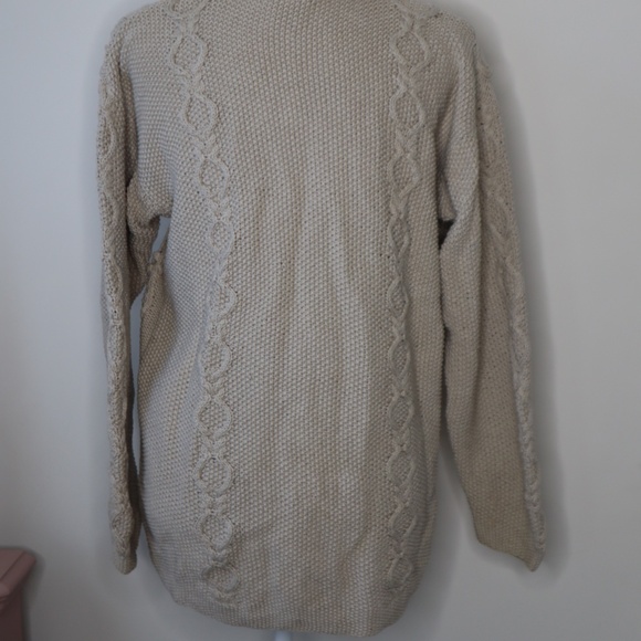 Vintage L.L. Bean Cotton/Wool Cardigan Tan MEDIUM - Picture 3 of 4